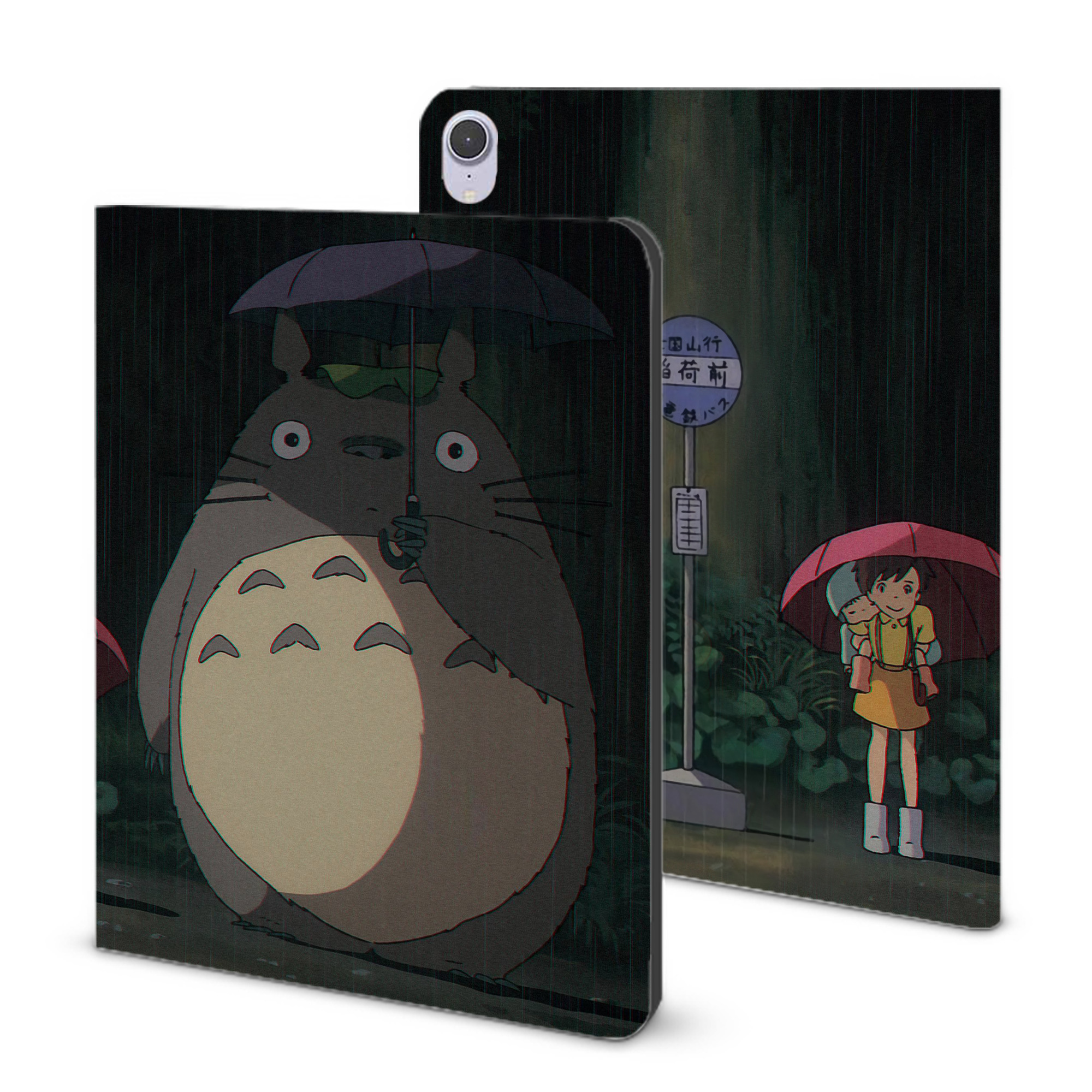 （画像用） となりのトトロ 草壁メイ 草壁サツキ My Neighbor Totoro Satsuki Kusakabe Mei Kusakabe IPad ケース ブック型 PUレザー TPU 耐衝撃 軽量 薄型 ペン収納なし 全面保護 IPad 各モデル対応